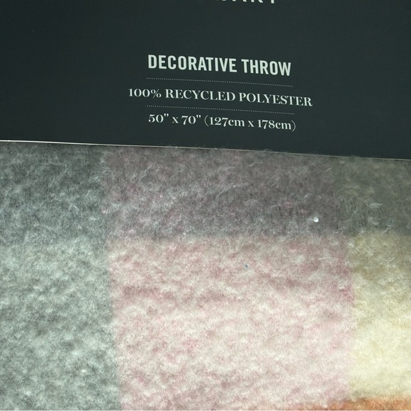NWT Martha Stewart Decorative Throw - Pink, Gray, Cream Colorful Plaid Recycled - Picture 6 of 8
